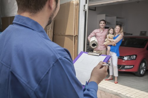 House movers preparing furniture for transport in Upper Clapton