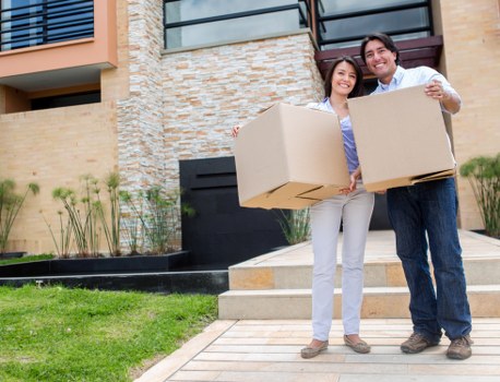 Packed household items ready for transport on moving day